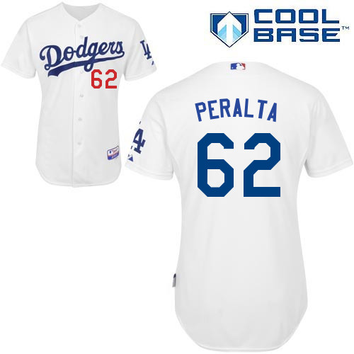 Joel Peralta #62 MLB Jersey-L A Dodgers Men's Authentic Home White Cool Base Baseball Jersey